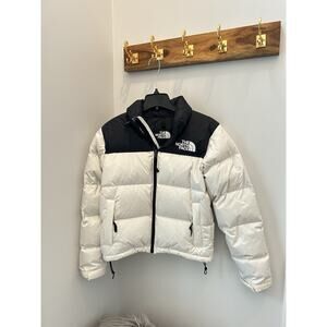 Women's THE NORTH FACE 1996 NUPTSE 700 QUILTED DOWN PUFFER Black White Jacket S